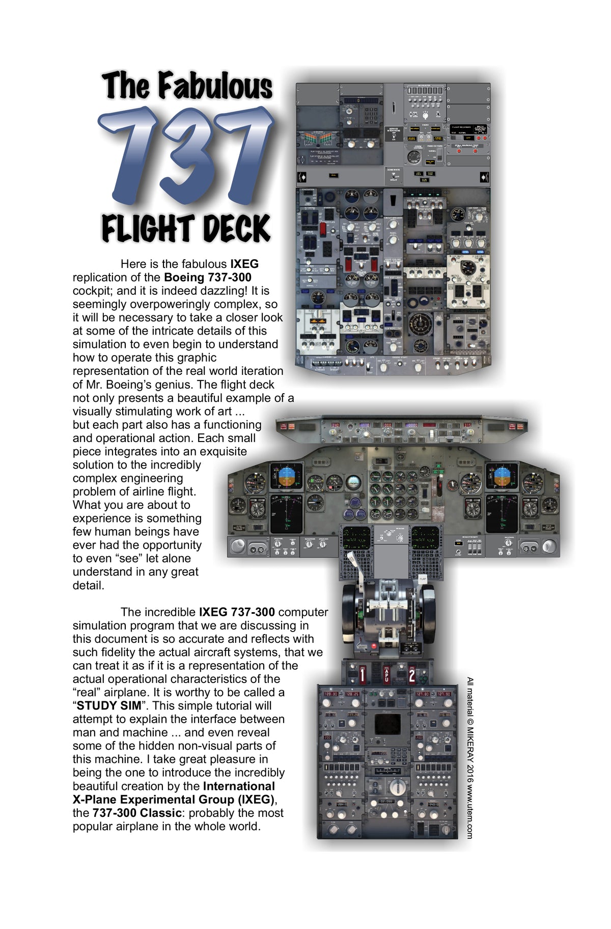 Boeing 737-300 X-Plane IXEG flight simulator training guide interior page