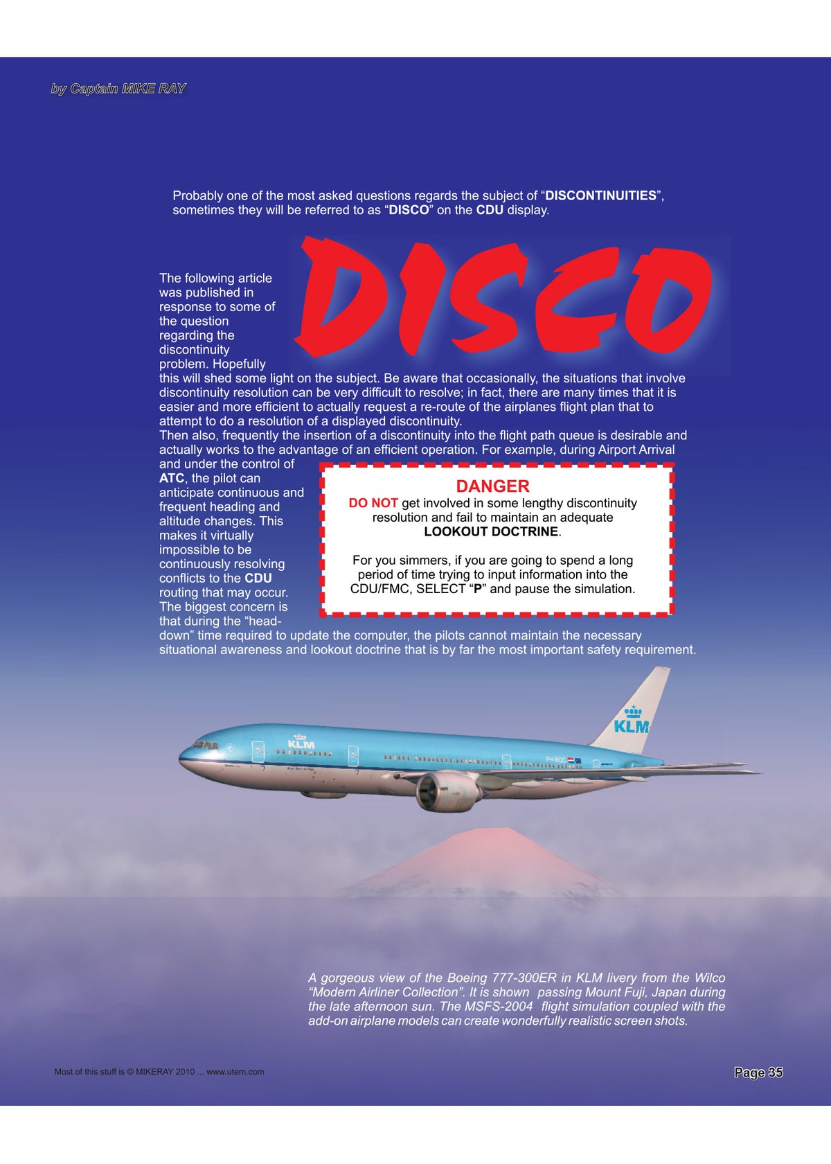 KLM airplane with text and graphics on a blue background