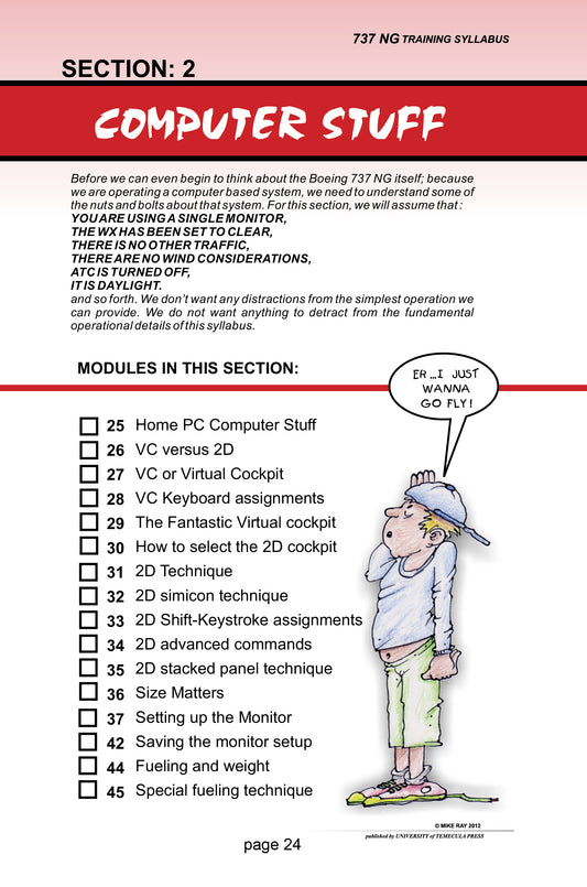 Boeing 737NG training syllabus interior page – flight simulation procedures